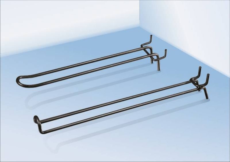 Wire grid hooks of varying thickness, for paneling and gratings; allows orderly exposition